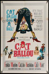 6f149 CAT BALLOU 1sh '65 classic sexy cowgirl Jane Fonda, Lee Marvin, great artwork!