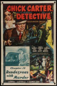 6f162 CHICK CARTER DETECTIVE chapter 13 1sh '46 Lyle Talbot in both cool art & inset photo!