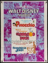 6f181 COMING SOON FROM WALT DISNEY STUDIO 1sh '71 Pinocchio, $1,000,000 Duck!