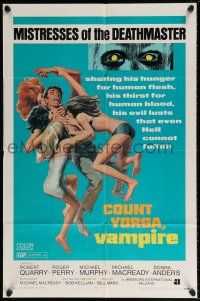 6f192 COUNT YORGA VAMPIRE 1sh '70 AIP, artwork of the mistresses of the Deathmaster feeding!