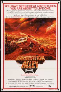 6f207 DAMNATION ALLEY 1sh '77 Jan-Michael Vincent, artwork of cool vehicle by Paul Lehr!