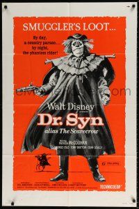6f235 DR. SYN ALIAS THE SCARECROW 1sh R75 Walt Disney, art of Patrick McGoohan as scarecrow!