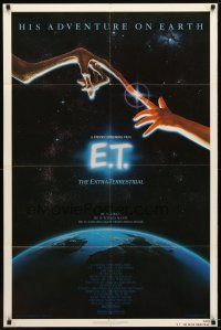 6f241 E.T. THE EXTRA TERRESTRIAL 1sh '82 Drew Barrymore, Steven Spielberg classic, Alvin art!