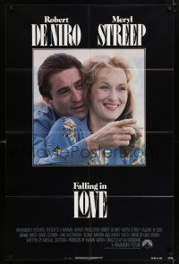 6f270 FALLING IN LOVE 1sh '84 romantic close-up of Robert De Niro & Meryl Streep!