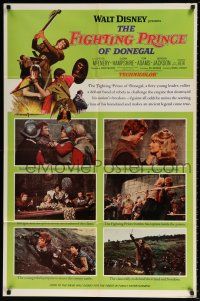 6f285 FIGHTING PRINCE OF DONEGAL style B 1sh '66 Disney, a reckless young rebel rocks an empire!