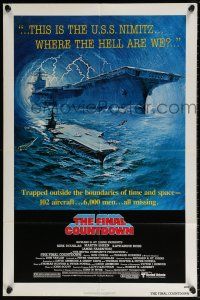 6f287 FINAL COUNTDOWN 1sh '80 cool sci-fi artwork of the U.S.S. Nimitz aircraft carrier!