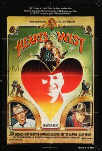 6f402 HEARTS OF THE WEST 1sh '75 art of Hollywood cowboy Jeff Bridges by Richard Hess!