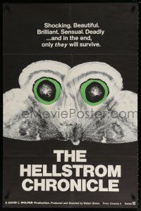 6f411 HELLSTROM CHRONICLE 1sh '71 cool huge moth close up image, only THEY will survive!