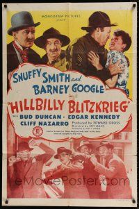 6f418 HILLBILLY BLITZKRIEG 1sh '42 Bud Duncan as Snuffy Smith in World War II, from comic strip!