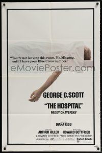 6f430 HOSPITAL 1sh '71 George C. Scott, Chayefsky, Mr. Mitgang didn't have Blue Cross number!