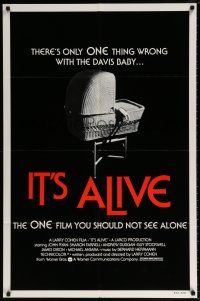 6f469 IT'S ALIVE 1sh R76 Larry Cohen, classic creepy baby carriage image!