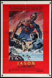 6f473 JASON & THE ARGONAUTS 1sh R78 great special effects by Ray Harryhausen, Gary Meyer art!!