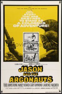 6f474 JASON & THE ARGONAUTS 1sh R80s great special fx by Ray Harryhausen, cool art of colossus!