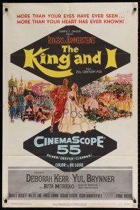 6f495 KING & I 1sh '56 art of Deborah Kerr & Yul Brynner in Rogers & Hammerstein's musical!