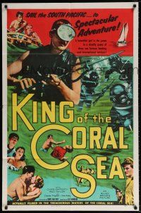 6f496 KING OF THE CORAL SEA 1sh '56 Chips Rafferty, Rod Taylor, Charles Tingwell!