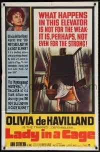 6f507 LADY IN A CAGE 1sh '64 Olivia de Havilland, it is not for the weak or for the strong!