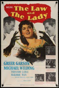 6f520 LAW & THE LADY 1sh '51 great full-length sexiest artwork of Greer Garson in all black gown!
