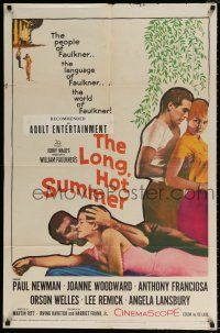 6f538 LONG, HOT SUMMER 1sh '58 Paul Newman, Joanne Woodward, Faulkner directed by Martin Ritt!