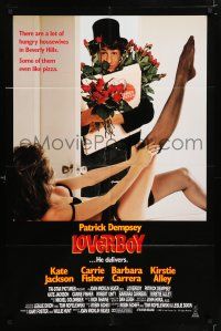 6f548 LOVERBOY 1sh '89 young Patrick Dempsey w/armload of roses, sexy girl!