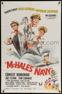 6f577 McHALE'S NAVY 1sh '64 great artwork of Ernest Borgnine, Tim Conway & cast on ship!
