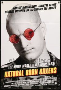 6f621 NATURAL BORN KILLERS white tagline style B DS 1sh '94 Stone cult classic, Woody Harrelson!