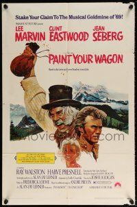 6f657 PAINT YOUR WAGON 1sh '69 art of Clint Eastwood, Lee Marvin & pretty Jean Seberg!