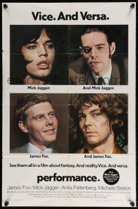 6f667 PERFORMANCE 1sh '70 directed by Nicolas Roeg, Mick Jagger & James Fox trading roles!