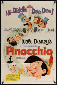 6f674 PINOCCHIO 1sh R71 Disney classic fantasy cartoon about a wooden boy who wants to be real!