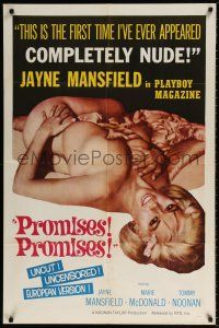 6f698 PROMISES PROMISES style A 1sh '63 sexy image of Jayne Mansfield almost completely naked!