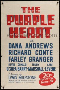 6f702 PURPLE HEART 1sh R48 Dana Andrews, Sam Levene, the drama behind the bombing of Japan!