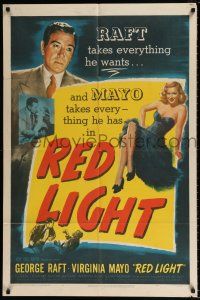 6f718 RED LIGHT 1sh '49 strong-arm George Raft baits his trap w/sexy blonde Virginia Mayo!