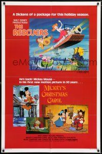 6f722 RESCUERS/MICKEY'S CHRISTMAS CAROL 1sh '83 Disney double-feature for the holiday season!