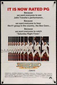 6f759 SATURDAY NIGHT FEVER rated PG 1sh R1979 best image of disco John Travolta & Karen Lynn Gorney!