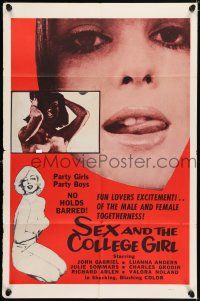 6f777 SEX & THE COLLEGE GIRL 1sh '64 John Gabriel, Luanna Anders, Julie Sommers, no holds barred!