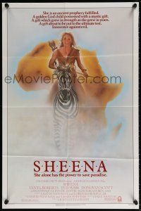 6f785 SHEENA 1sh '84 artwork of sexy Tanya Roberts with bow & arrows riding zebra in Africa!