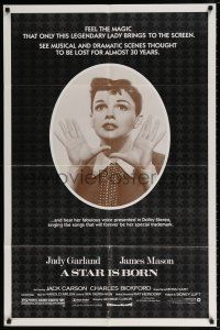 6f816 STAR IS BORN 1sh R83 great close up art of Judy Garland, James Mason, classic!