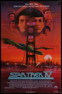 6f820 STAR TREK IV 1sh '86 art of Leonard Nimoy, Shatner & Klingon Bird-of-Prey by Bob Peak!