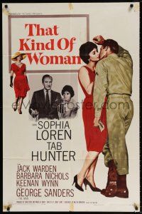 6f867 THAT KIND OF WOMAN 1sh '59 images of sexy Sophia Loren, Tab Hunter & George Sanders!