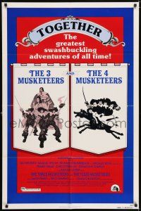 6f885 THREE MUSKETEERS/FOUR MUSKETEERS 1sh '76 swashbuckling adventure double-feature!