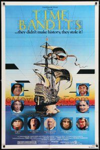 6f895 TIME BANDITS 1sh '81 John Cleese, Sean Connery, art by director Terry Gilliam!