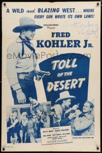 6f902 TOLL OF THE DESERT 1sh R47 Fred Kohler Jr, Betty Mack, Roger Williams in western action!