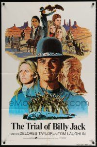 6f918 TRIAL OF BILLY JACK 1sh '74 Larry Salk art of Tom Laughlin as Billy Jack, Delores Taylor!