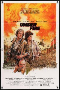 6f935 UNDER FIRE 1sh '83 Nick Nolte, Gene Hackman, Joanna Cassidy, great Struzan art!