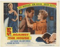 6g026 5 AGAINST THE HOUSE LC '55 romantic close up of sexy Kim Novak & gambler Guy Madison!