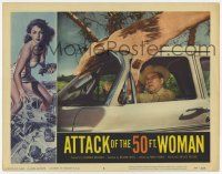 6g076 ATTACK OF THE 50 FT WOMAN LC #6 '58 special effects image of enormous hand grabbing car!