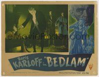 6g087 BEDLAM LC '46 madman Boris Karloff scares Anna Lee by two men, produced by Val Lewton!