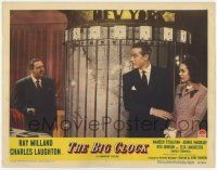 6g095 BIG CLOCK LC #4 '48 Ray Milland & Maureen O'Sullivan hiding from Charles Laughton with gun!