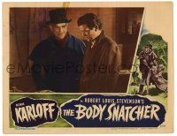 6g117 BODY SNATCHER LC '45 close up of creepy Boris Karloff in top hat with Russell Wade!