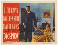 6g184 DECEPTION LC #5 '46 c/u of Bette Davis on bed grabbing concerned Paul Henreid's hand!