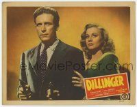 6g194 DILLINGER LC '45 c/u of sexy Anne Jeffreys standing behind tough Lawrence Tierney with gun!